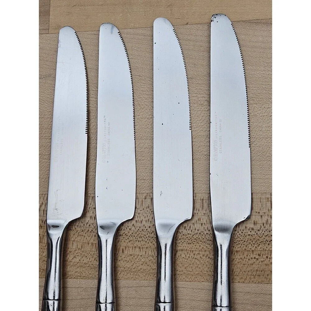 HAMPTON SILVERSMITHS Stainless Flatware BAMBOO ~ 8 Piece DINNER KNIVES